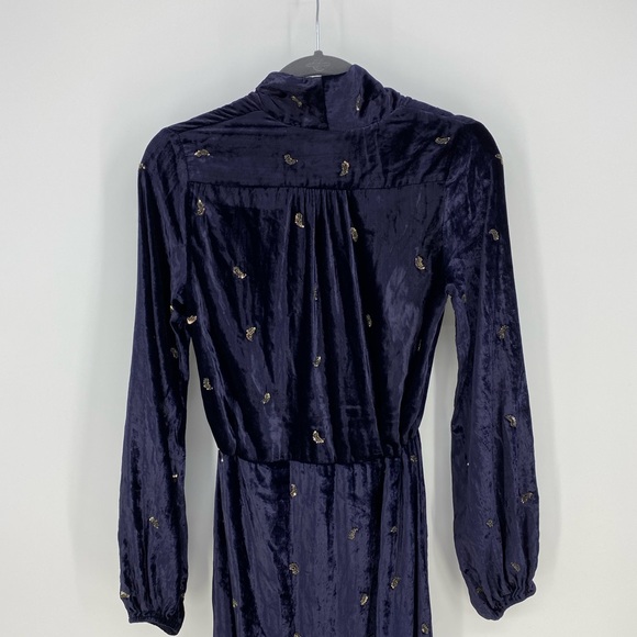 Rococo Sand Velvet Maxi Faux Wrap Dress Sequin Long Sleeve Holiday Party - Picture 13 of 14